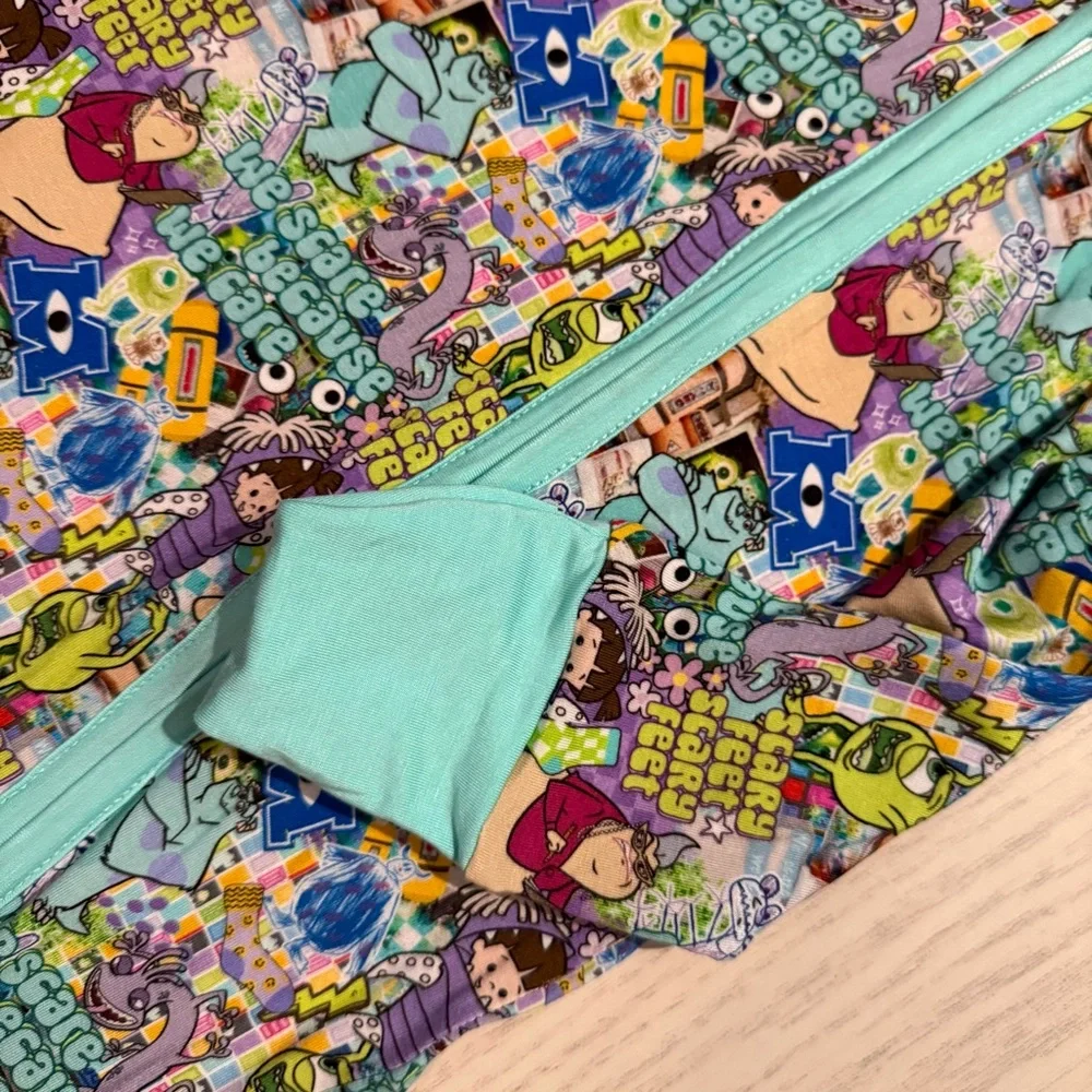 Little Britches Boutique Bamboo Zippy Pajamas Monsters Inc 2 Way Zip Unisex 2T‎
